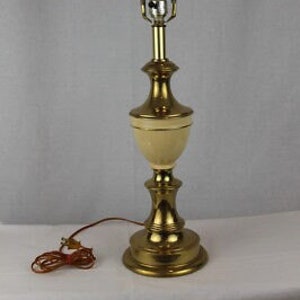 Vintage Traditional Table Lamp Brass with Cream Color Enamel Accent