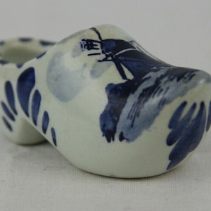 Dutch Blue & White Delft Porcelain Shoe/Clog with Windmills