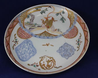 Vintage Imari japonés decorativo porcelana placa guerrero con placa de pared marcada