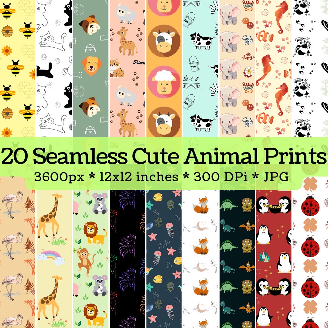Animal Seamless Pattern Printable Animal Paper Animal Paper - Etsy