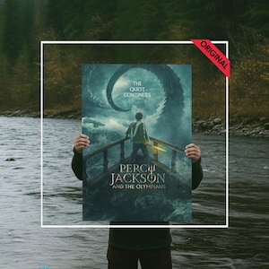 Póster brillante de Percy Jackson / Arte mural mítico, decoración de fantasía, impresión para sala de cine, regalo para fans, decoración de oficina en casa