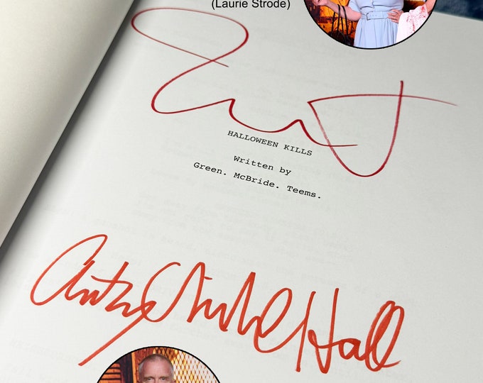 Jamie Lee Curtis and Anthony Michael Hall Signed Halloween Kills Script