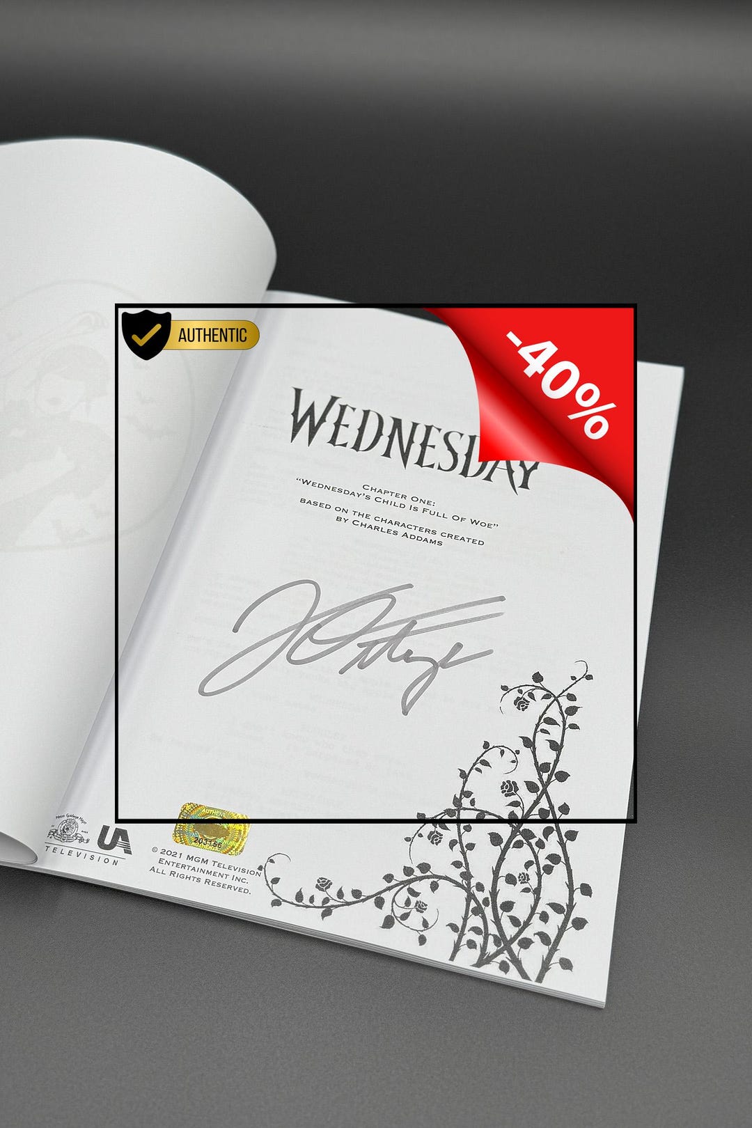 Wednesday Signed Cast Script Wednesday Script Signed by Jenna Ortega – Season 1, Episode 1 ...