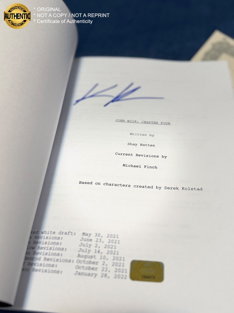 JOHN WICK 4 Script Signed by Keanu Reeves Real Signatures/Original/Not a Reprint Full Official Screenplay COA image 4