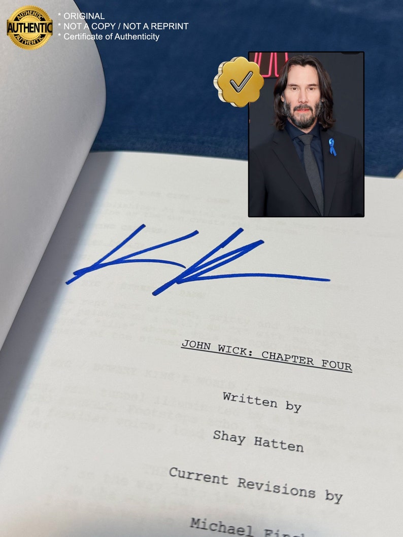 JOHN WICK 4 Script Signed by Keanu Reeves Real Signatures/Original/Not a Reprint Full Official Screenplay COA image 1