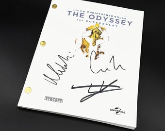 The Odyssey signed by Christopher Nolan Matt Damon Tom Holland (authentic original signatures - script)