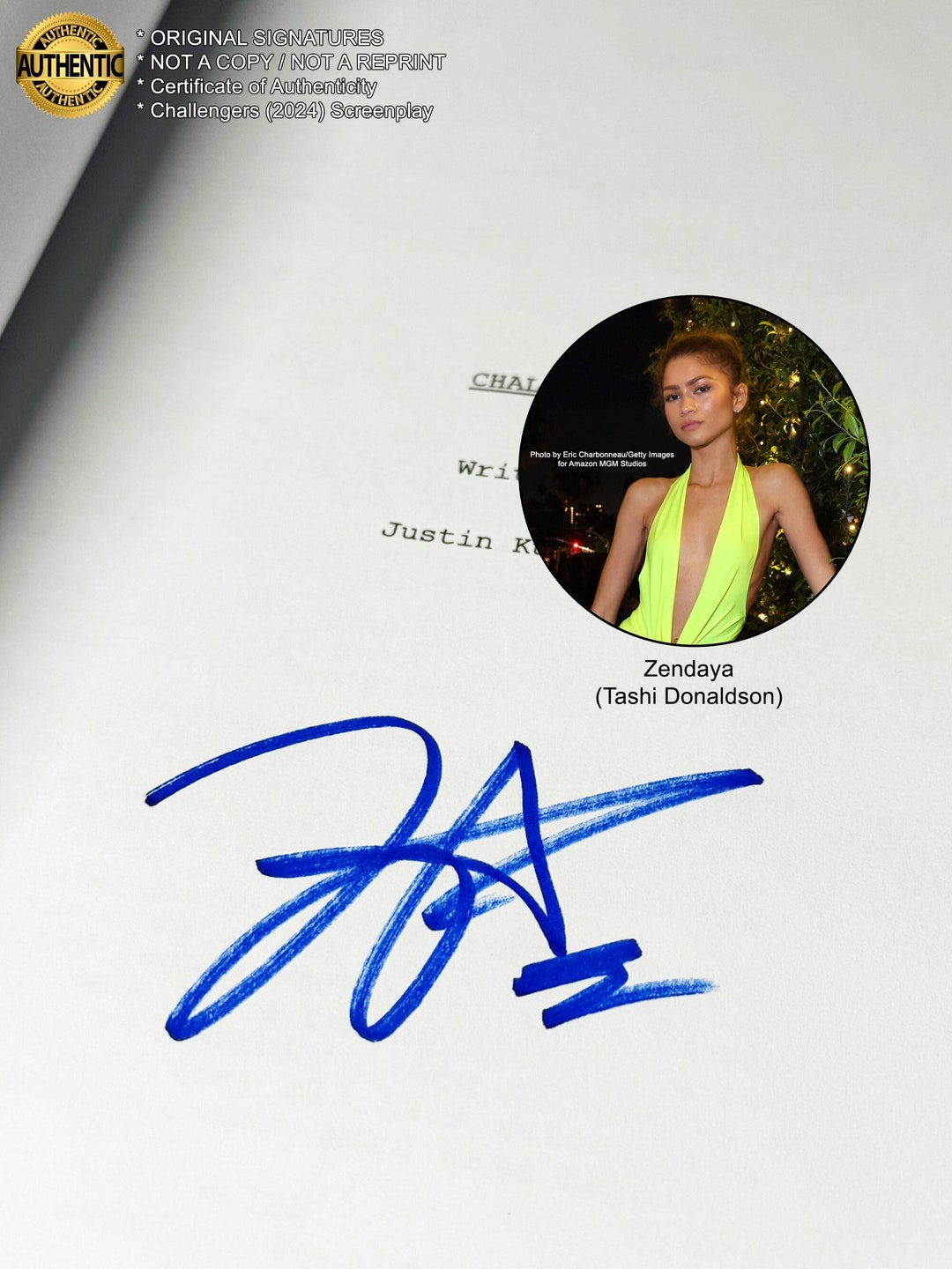 Zendaya Signed Challengers Screenplay Real Signature/not a Reprint