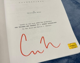 Scénario d'OPENHEIMER - Signé Christopher Nolan et Cillian Murphy - Certificat d'authenticité - Signatures réelles/Scénario complet officiel nominé aux Oscars