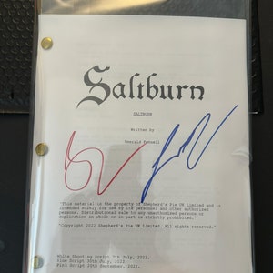 Barry Keoghan Saltburn Movie Script - Written by Emerald Fennell/Signed by Barry Keoghan/Jacob Elordi/Original Gift - 21 Available