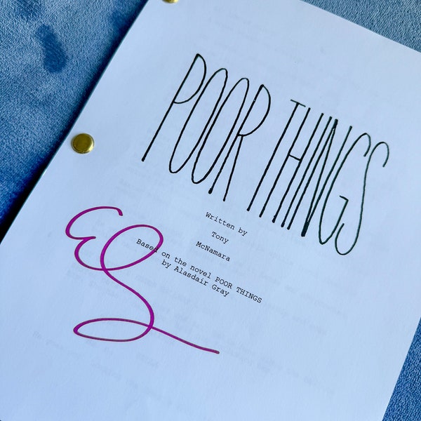 POOR THINGS Drehbuch - offizielles Drehbuch von Emma Stone - echte Signatur / Original / kein Nachdruck