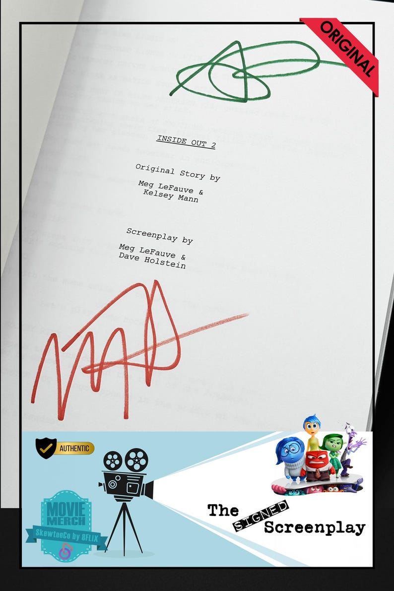 Inside Out 2 Screenplay Authentic Signed by Amy Poehler Maya Hawke ...
