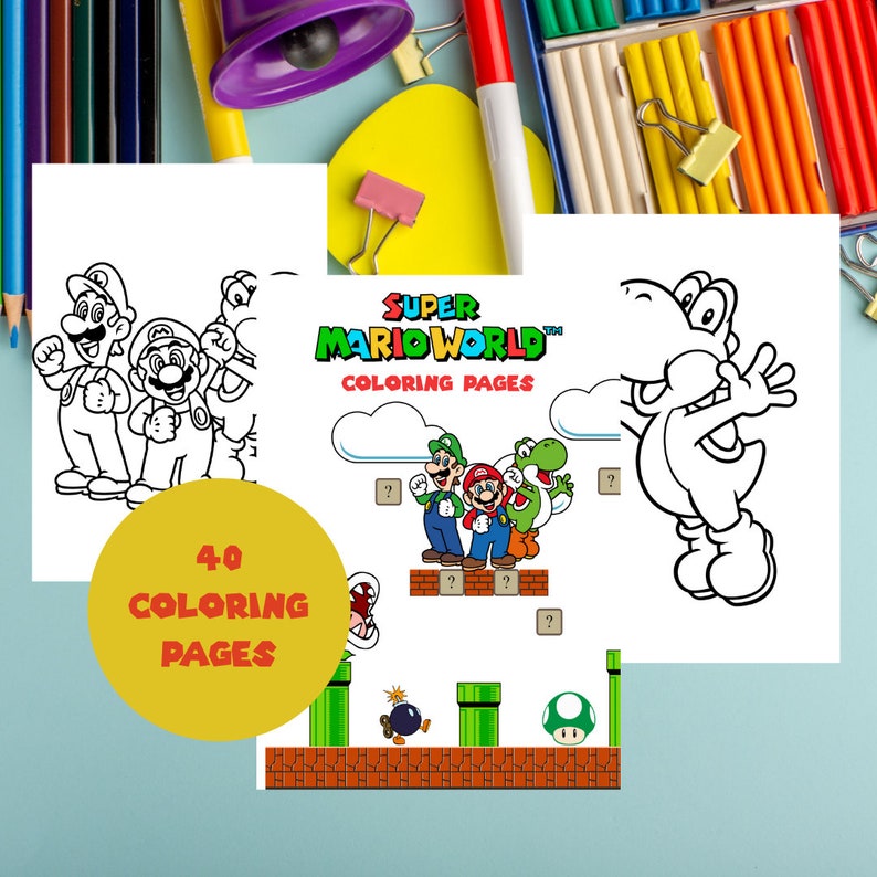 Super Mario World Kids Digital Download Coloring Pages Printable Party ...