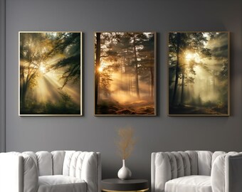 Digital art wall art home décor print poster download commercial use landscape printable hi-quality files trees and sunrays