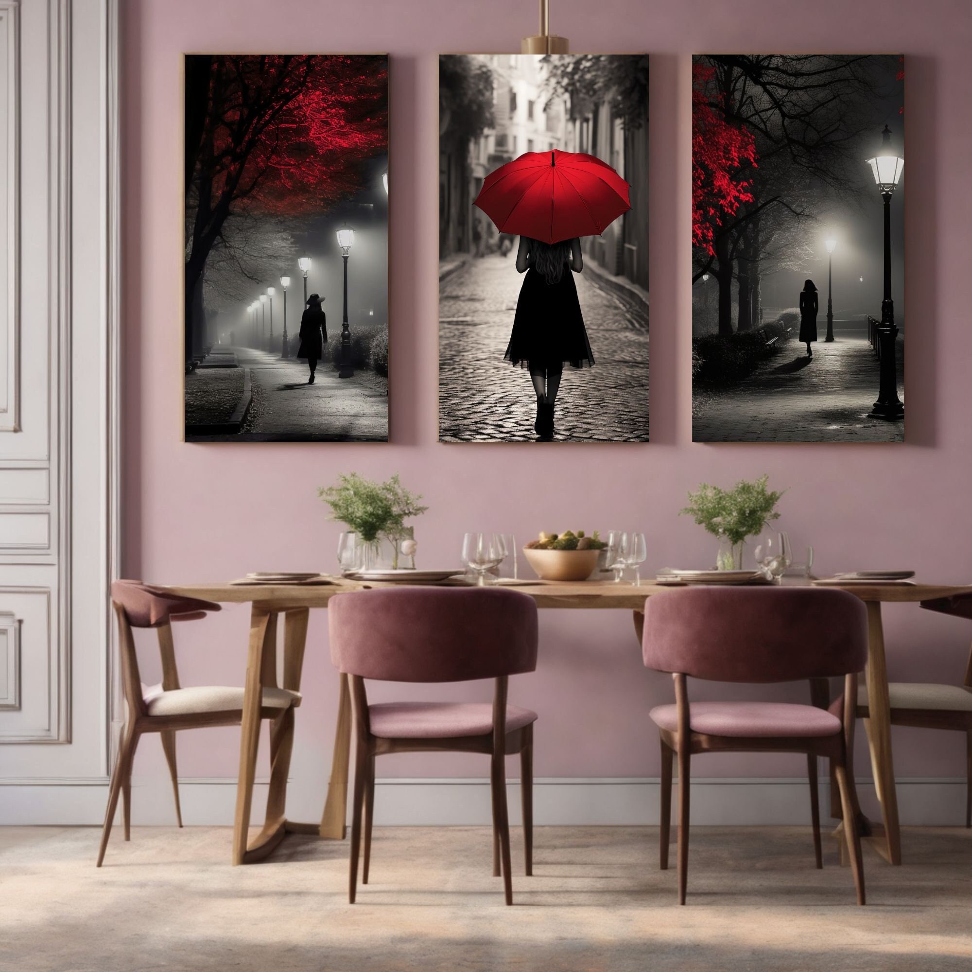 Décoration murale de salon, parapluie rouge et girafe, décoration de  chambre pour couples avec travail inspirant original, décoration de salle  de bain