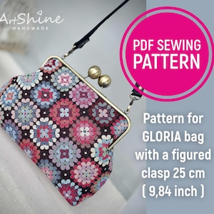PDF Sewing Pattern Clutch Bag with 25 cm Metal Frame, Cotton & Lining Fabric, DIY Purse Sewing Tutorial, Instant Download, DIY Purse Pattern