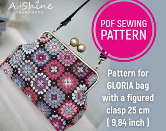 Clutch Bag PDF Sewing Pattern: 25cm Metal Frame Purse Tutorial (Instant Download