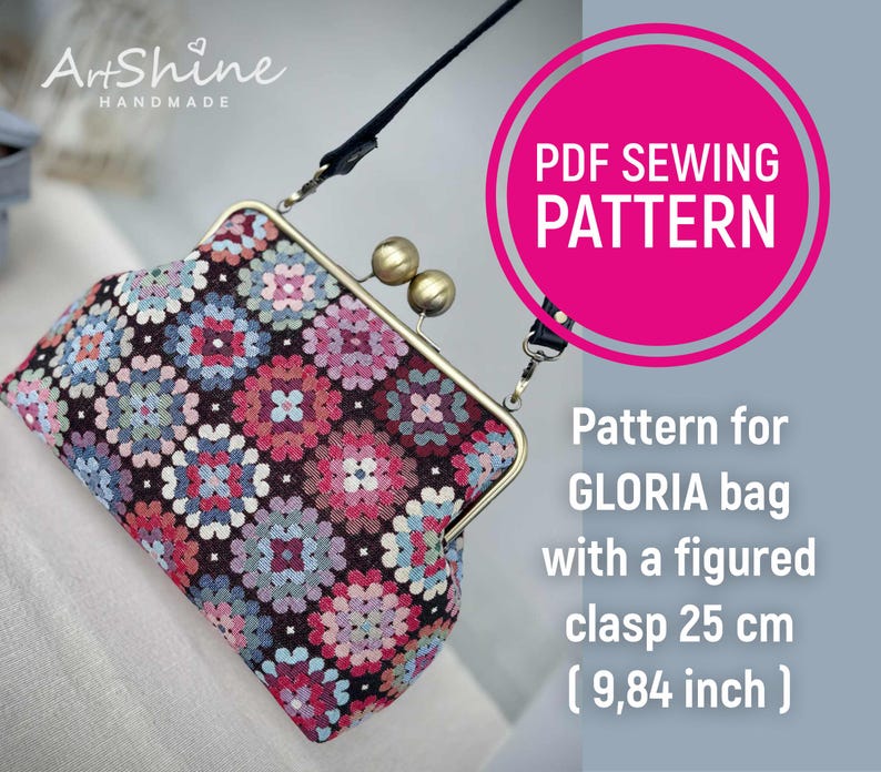 Clutch Bag PDF Sewing Pattern: 25cm Metal Frame Purse Tutorial (Instant Download image 1