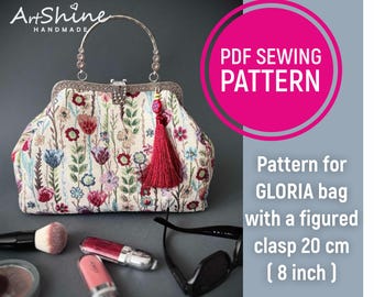 8” Frame Bag PDF Pattern | Straight Clasp Purse | DIY Handbag Sewing Tutorial | Download
