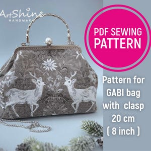 Bag pattern file for Download - 8 inch Purse Frame Clutch Sewing Pattern PDF - Video Tutorial - How to sew a Handbag- Special Gift for you