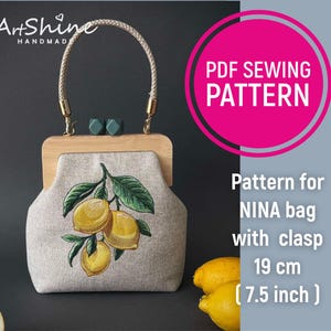 NINA Bag PDF Sewing Pattern – Embroidered Handbag, 7.5" Clasp Frame (Digital Pattern)