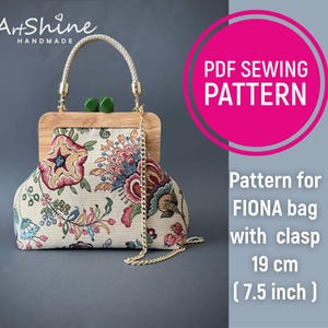 Cartamodello per borsa - Schnittmuster Tasche 7.5" Chiusura in legno - Modello per cucire PDF - Cartamodello per borsa - Download del file del modello di borsa PDF