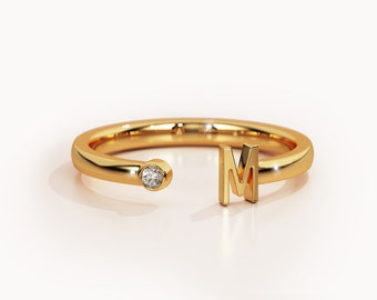 L & M Accessorize Initial Ring – 18K Gold Plated, Hypoallergenic 925 Sterling Silver, Elegant Luxury Fashion Statement Jewelry