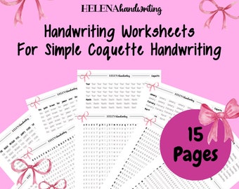 Può includere: Un set di 15 fogli di lavoro di scrittura stampabili per esercitarsi nello stile di scrittura Simple Coquette. I fogli di lavoro presentano vari esercizi, tra cui la pratica dell'alfabeto, la scrittura di parole e la scrittura di frasi. I fogli di lavoro sono progettati per aiutare i bambini a sviluppare le loro capacità di scrittura.