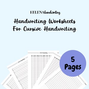 May include: Five printable cursive handwriting worksheets featuring the phrase "The quick brown fox jumps over the lazy dog" repeated multiple times. The worksheets are designed to help improve handwriting skills.