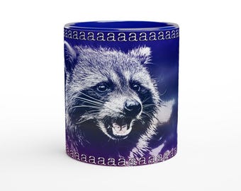 Aaaah Raccoon - White 11oz Ceramic Mug with Color Inside