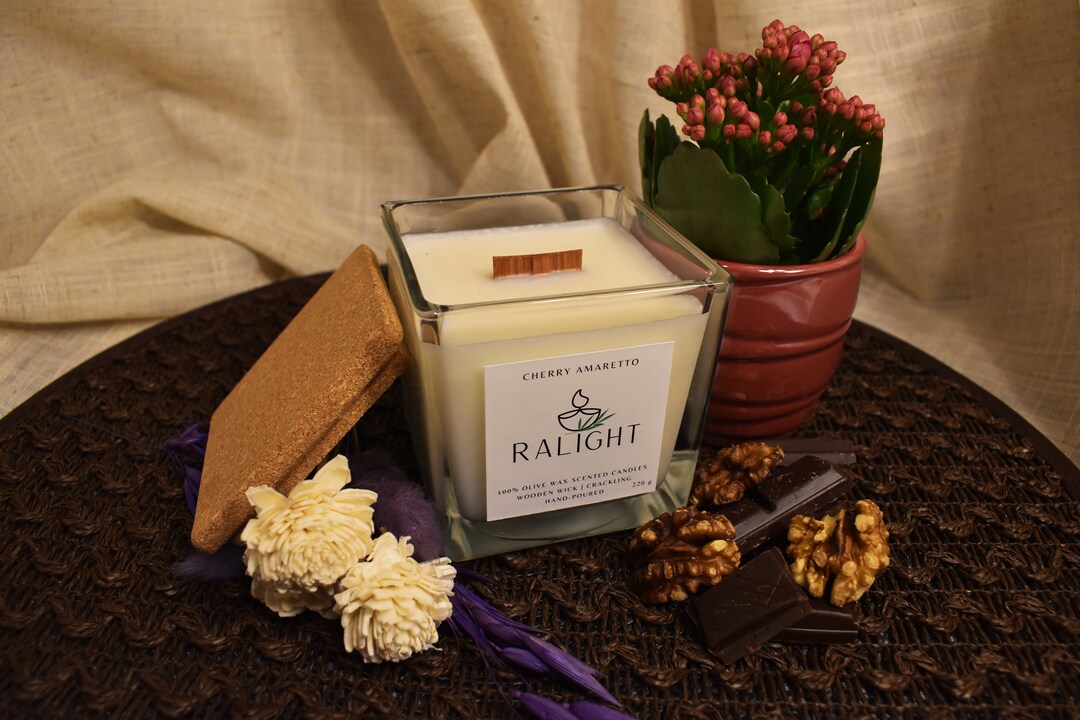 Cherry Amaretto RALIGHT Scented Candles Wood Wick Etsy UK