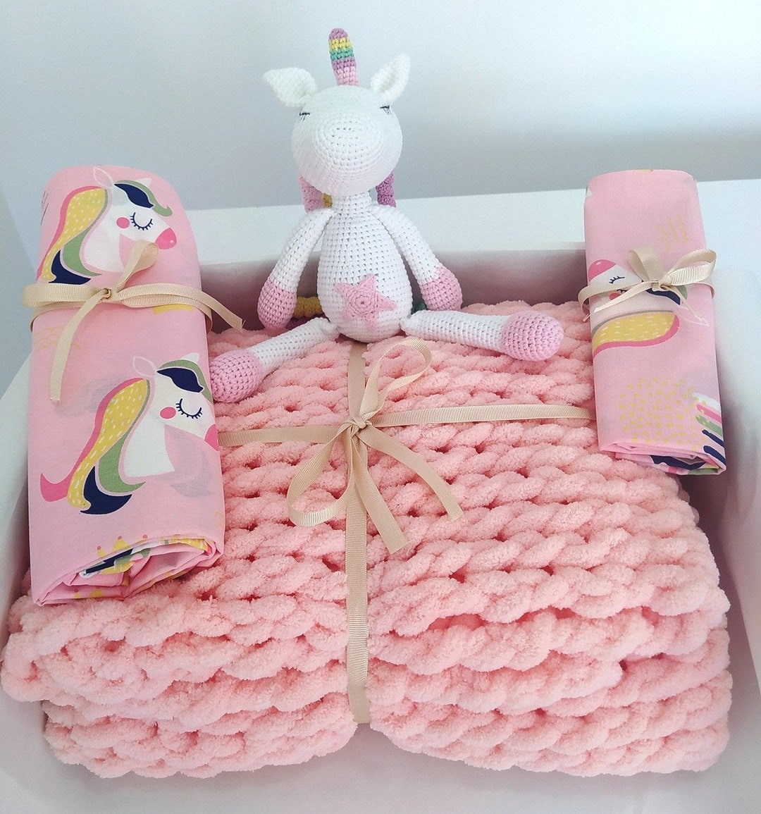 NEWBORN BABY GIFT Box Blanket Amigurumi Toy Bed Sheet Pillow Etsy