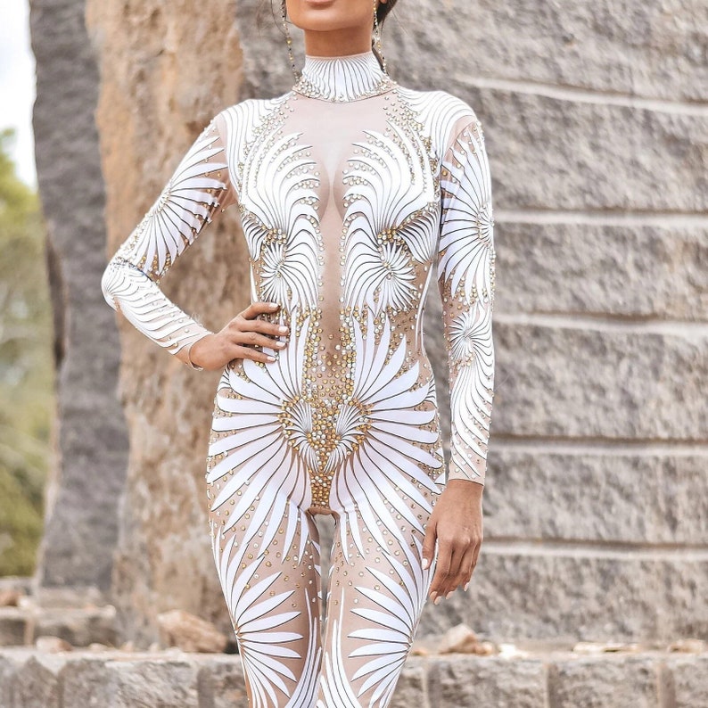 Sparkly Mirror Jumpsuit Crystal Catsuit Mirror Bodysuit Etsy UK