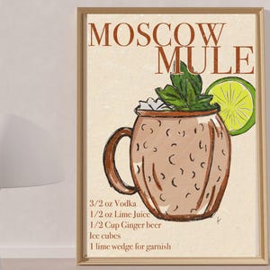Moscow Mule Poster| Cocktail Poster Series, Living Room Decor, Cute Print, Art, Aesthetic Apartment, Wall Art Digital, Download 1 Print