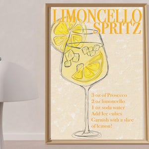 Limoncello Spritz Poster| Cocktail Poster Series, Living Room Decor, Print, Art, Aesthetic Apartment, Wall Art Digital, Download 1 Print