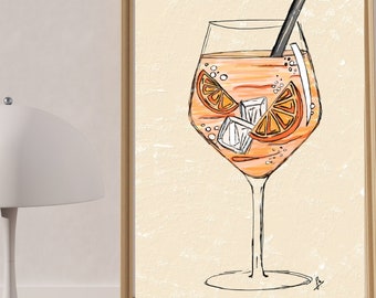 Cocktail Poster Serie | Aperol Spritz Poster, Wohnzimmer Dekor, Süßer Druck, Kunst, Ästhetische Wohnung, Wand Kunst Digital, Download 1 Druck