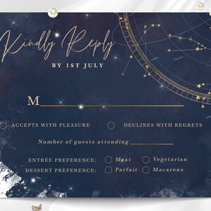 Galaxy Wedding RSVP Template,Kindly Reply,Printable Wedding Invitation,Instant Download,Custom Edit,Canva,Celestial,Starry Sky,Constellation