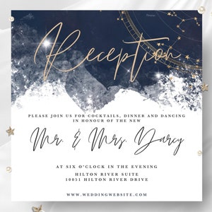 Galaxy Wedding Reception Invitation Template,Printable Invitation,Instant Download,Custom Edit,Canva,Celestial,Starry Sky,Constellation