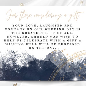 Modelo de Cartão de Registro de Casamento Galáxia, Convite para Imprimir, Edição Personalizada, Canva, Casamento Celestial, Céu Estrelado, Constelação, Presente para Casal