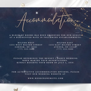 Modelo de cartão de casamento Galaxy, convite para impressão, download instantâneo, edição personalizada, Canva, celestial, céu estrelado, constelação
