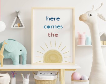 Here Comes The Sun Nursery Printable Decor Etsy