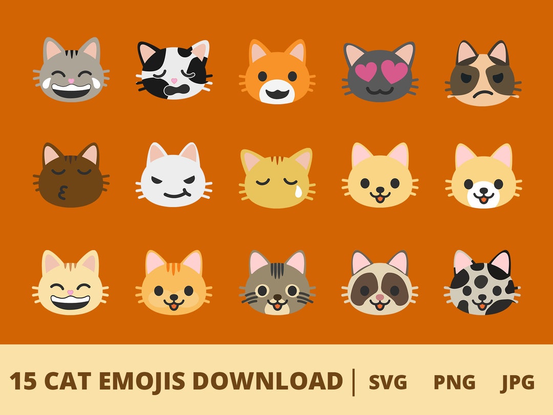 Cat Face Emojis SVG, PNG, JPG, Emoji Collection, Emoji Clipart, Vector Files, Emoji Bundle