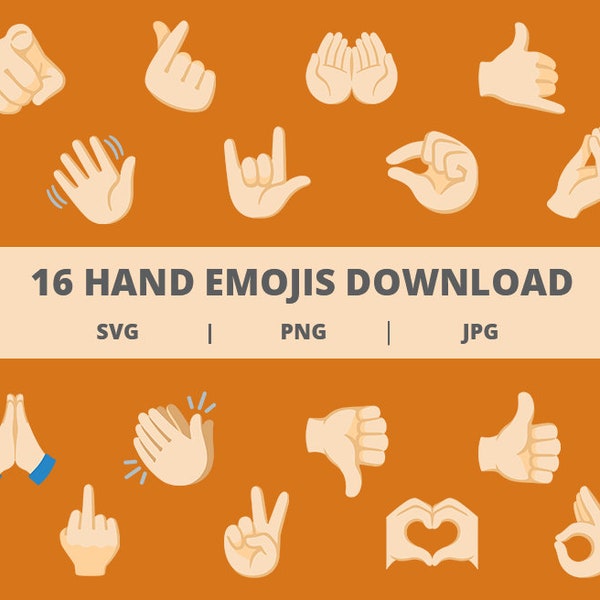 Hand Sign Emojis Bundle SVG, Gesture Emoji PNG, Emoji Collection, Emoji Clipart, Vector Files, finger heart, Italian Hand Gesture, ok sign