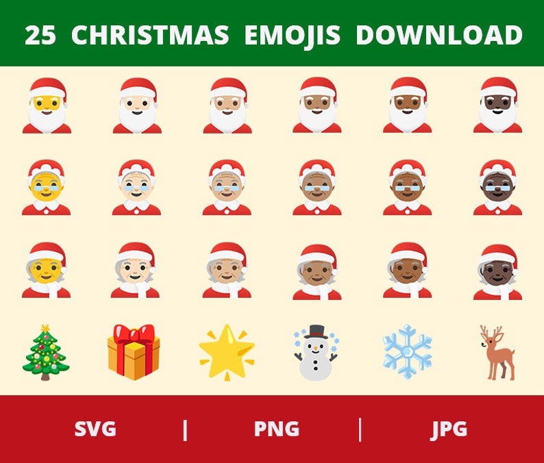 Christmas Emojis SVG PNG JPG Emoji Bundle Santa Claus Etsy