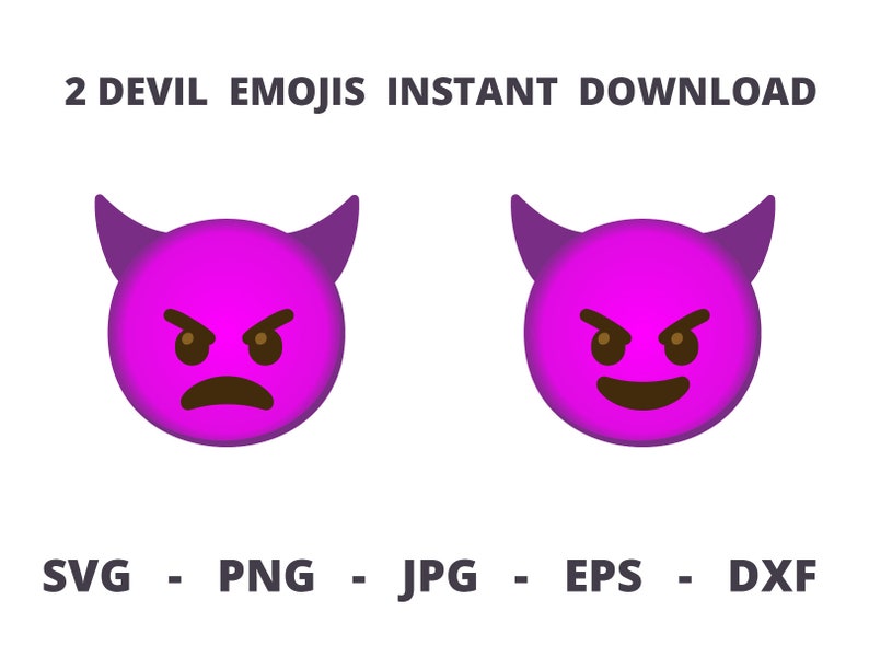 Devils Emoji SVG, PNG, JPG Instant Download, Smiling Face, Emoji