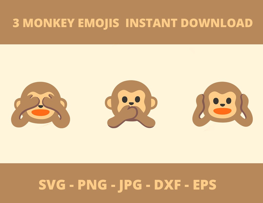 Monkey Face Emoji Design SVG PNG DXF Emoticons Android Etsy