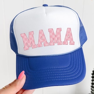 Pink Mama Trucker Hat, Gift for Mom to Be, New Mom Trucker Hat, Retro Mom Trucker Cap, Pregnancy Announcement Cap, Gift for Mom, Retro Mama