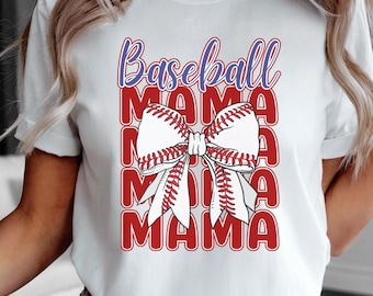 Baseball Mama T-Shirt, Sport Mom Shirt, Kokette Bogen Ästhetik, Muttertagsgeschenk, Team Mom Tee, Baseball Fan Bekleidung, Athlete Eltern Shirt