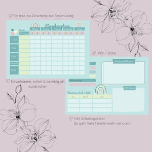 Changing timetable, gift for school enrollment, timetable to print, timetable, download, rainbow timetable