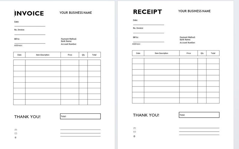 Business Invoice and Receipt Template - Etsy