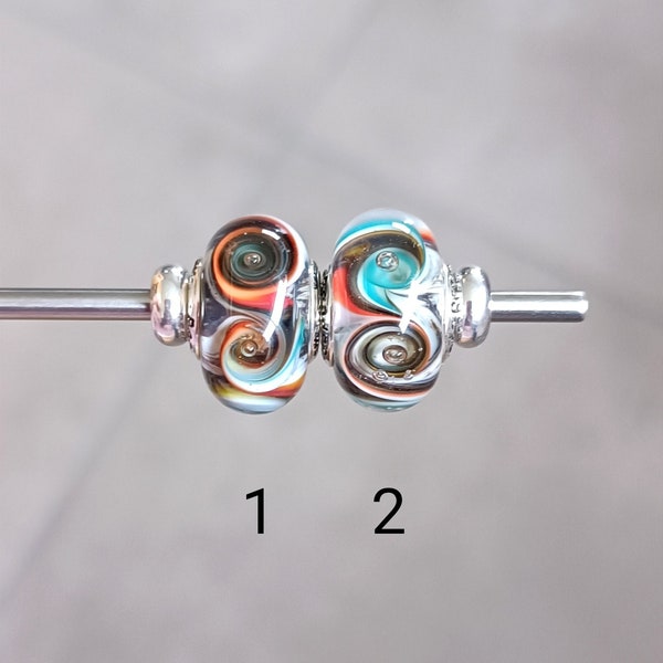 “Hypnosis” bead in spun glass, artisanal and handmade for Pandora type bracelet, necklace, dreadlocks